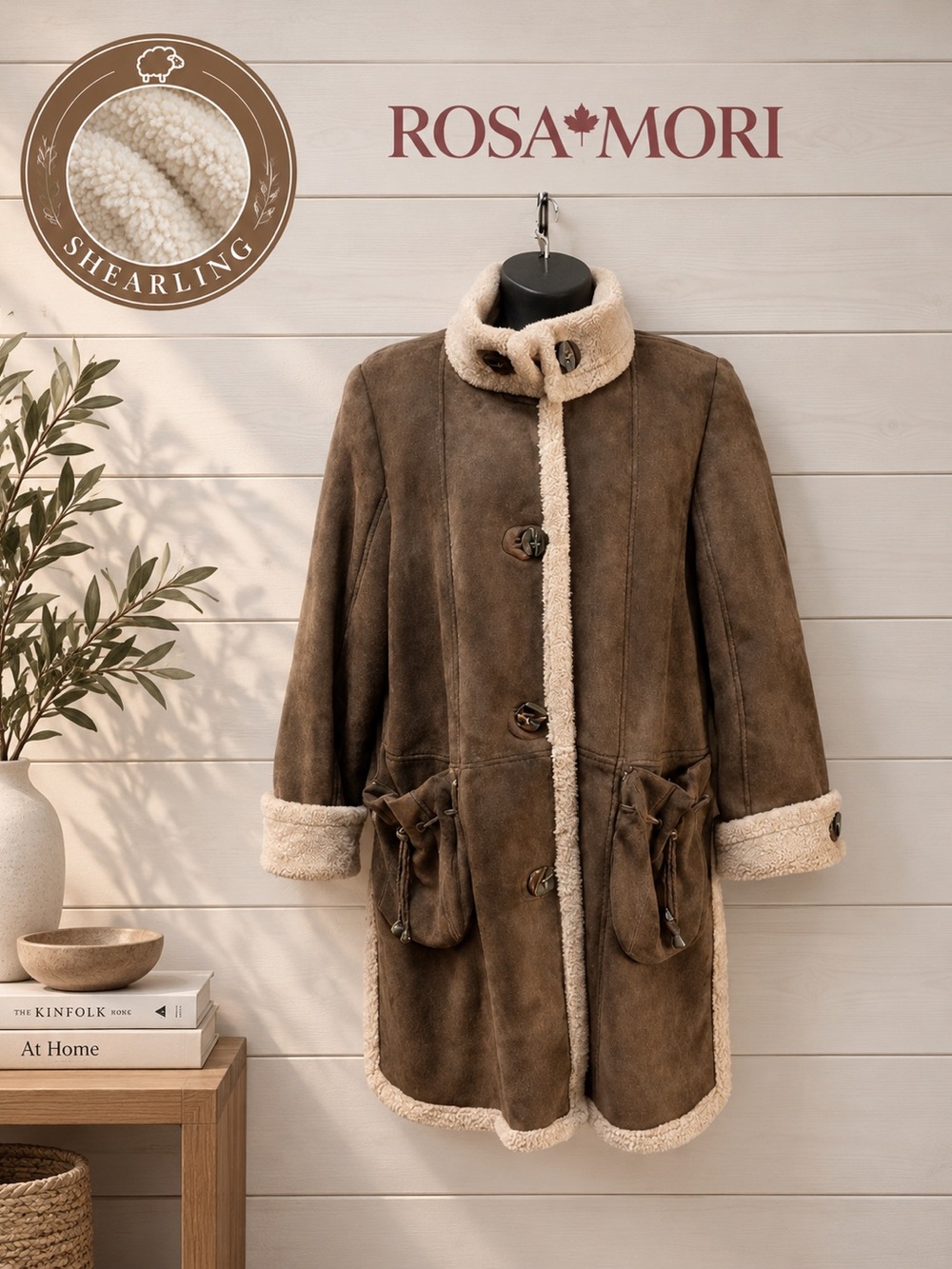 Rosa Mori  Genuine Shearling Coat Brown – Size M